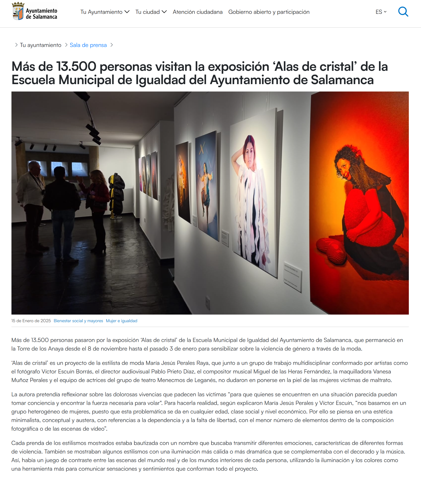 Exposición Alas de Cristal | Reseña Ayto. Salamanca